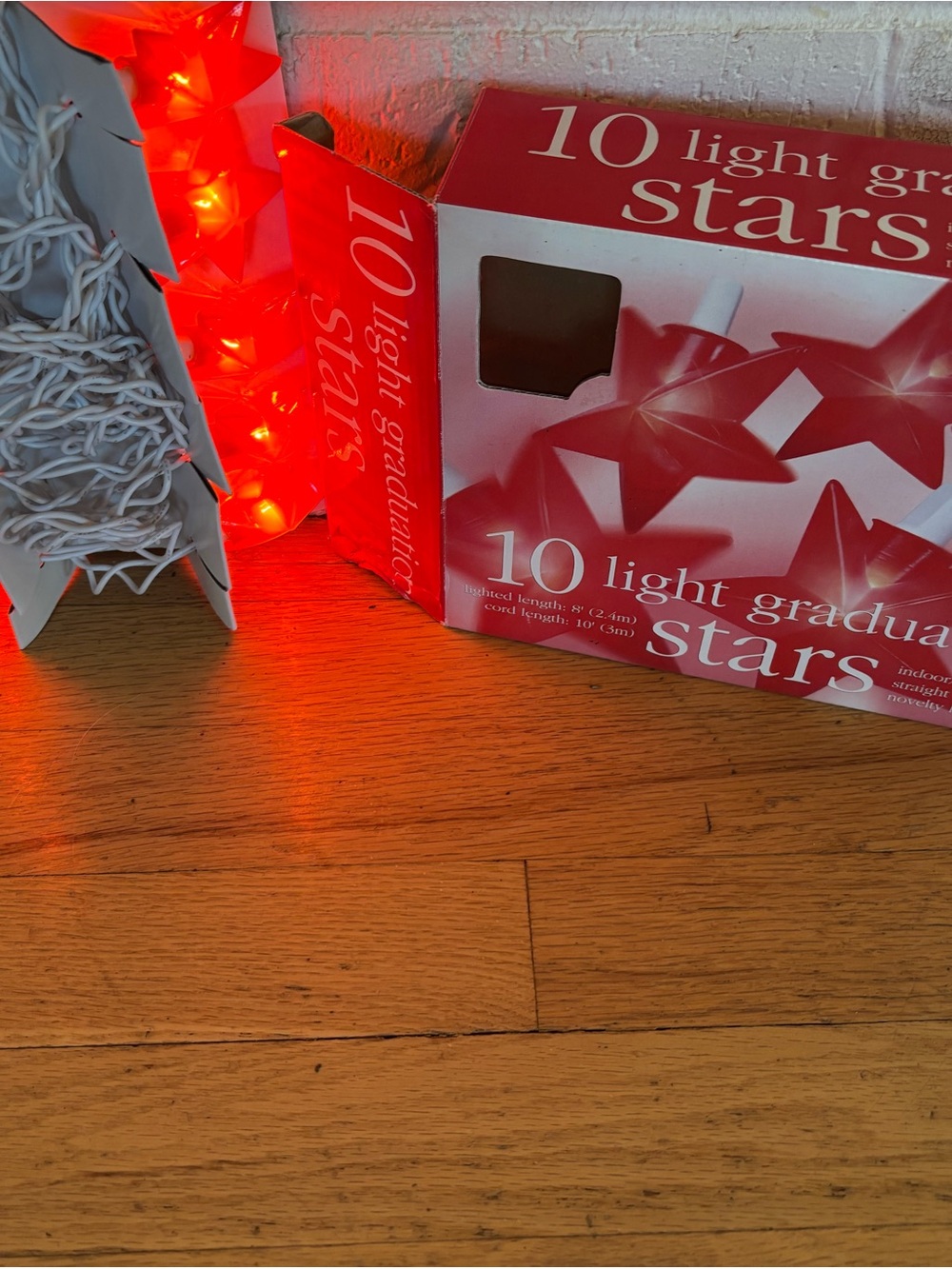 Vintage Red Star Novelty Lights, New In Box Graduation Or Holiday Decor